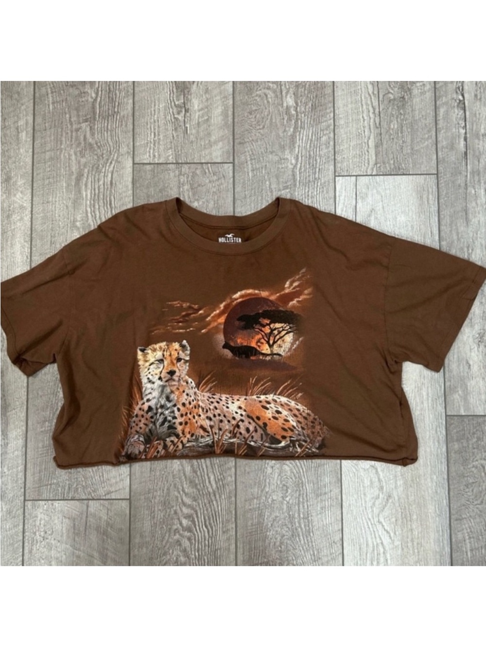 Hollister Brown Cheetah Graphic Tee